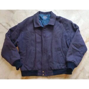 Vintage Pendleton Jacket Mens Large Blue Red Wool Tweed LOBO Bomber Flight Coat